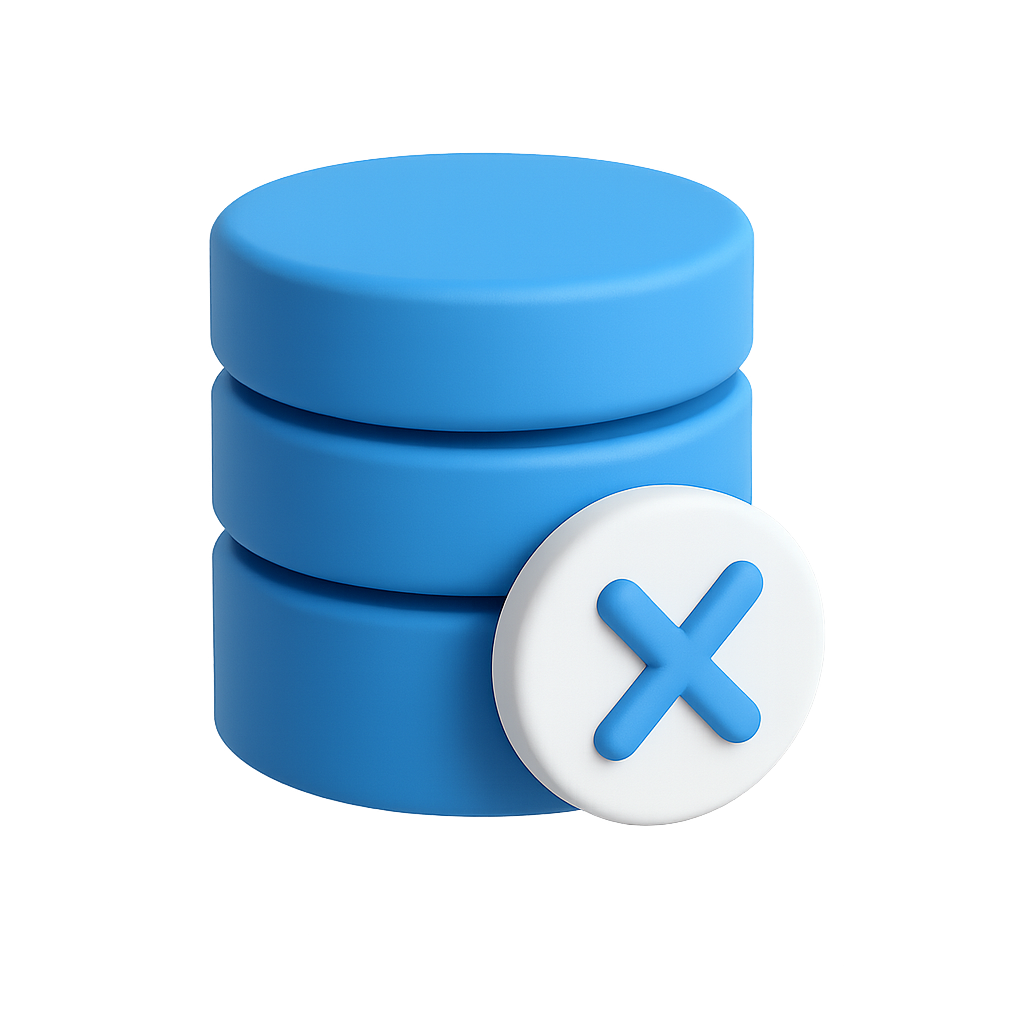 3D database with cross icon